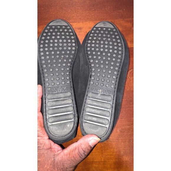 Minnetonka Women's Black Suede Moccasins Size 7 Comfortable Slip-On Shoes - Picture 5 of 6